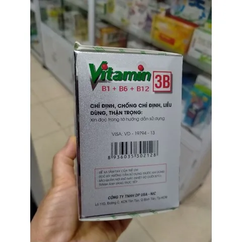 Vitamin 3B {B1+B 6+B 12} hộp 10 vỉ× 10 viên nang mềm tăng cường sức khỏe, nâng cao sức đề kháng,Tê bì chân tay