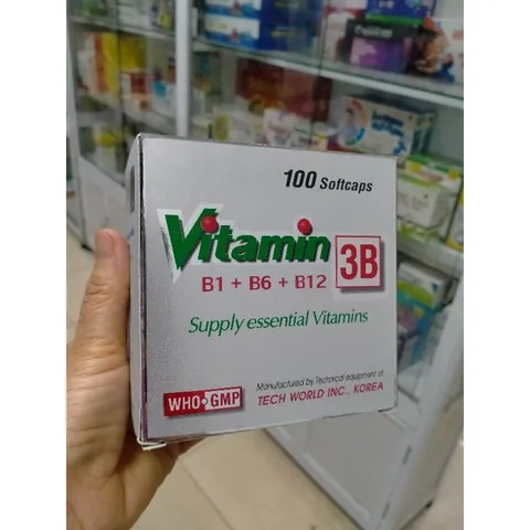 Vitamin 3B {B1+B 6+B 12} hộp 10 vỉ× 10 viên nang mềm tăng cường sức khỏe, nâng cao sức đề kháng,Tê bì chân tay