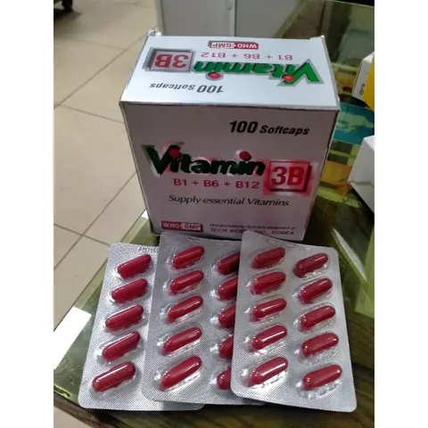 Vitamin 3B {B1+B 6+B 12} hộp 10 vỉ× 10 viên nang mềm tăng cường sức khỏe, nâng cao sức đề kháng,Tê bì chân tay