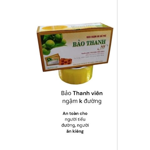 Bảo Thanh viên ngậm không đườngvỉ 5 viên bổ phế, trừ ho, hóa đờm ann toànn cho người kiêng đường