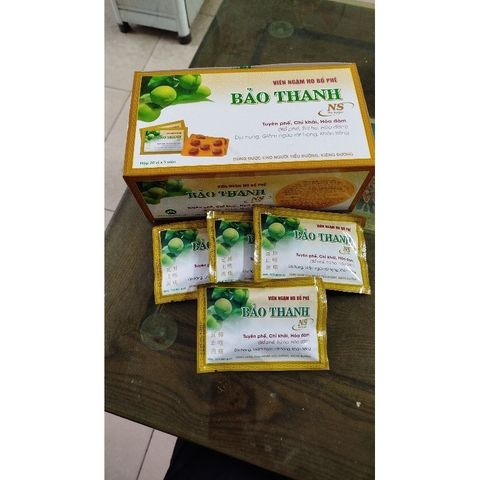 Bảo Thanh viên ngậm không đườngvỉ 5 viên bổ phế, trừ ho, hóa đờm ann toànn cho người kiêng đường