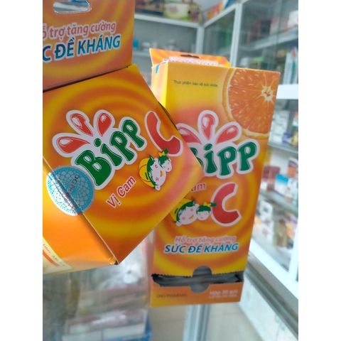 Viên ngậm vitamin C Bipp vị Cam hỗ trợ tăng cường sức đề kháng, bảo vệ thành up mạch gói/10 viên
