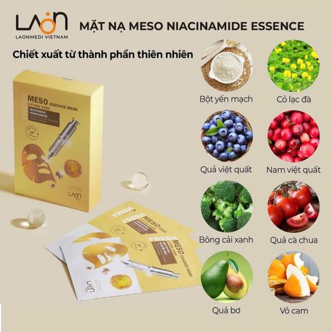 Mặt Nạ Dưỡng Trắng Laon Medi Meso Essence Mask - Niacinamide Cấp Ẩm & Làm Sáng Da (30ml, 10 Miếng) tặng thanh massage mặt