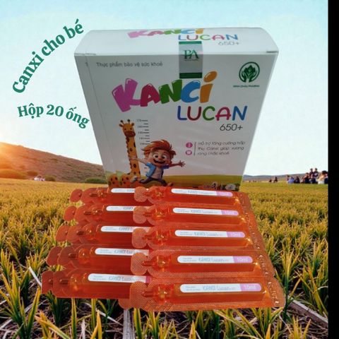 Kanci LuCan 650+ hộp 20 ống bổ sung canxi,vitamin D3 ,Mk7 sử dụng cho bé giúp xương và răng chắc khỏe