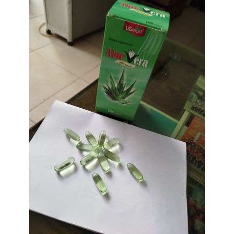 Lô Hội Aloe Vera 100% natural lọ 100 viên giúp chống oxy hoá,dưỡng ẩm cho da,giúp da mềm,sáng, mịn,hộ trợ tiêu hoá