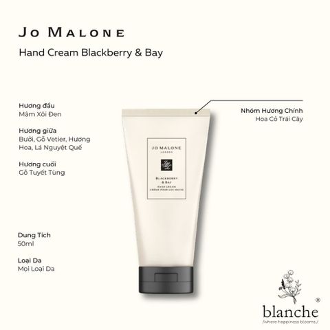 (Chai 50ml) Kem Dưỡng Da Tay Jo Malone Blackberry And Bay Hand Cream Chính Hãng