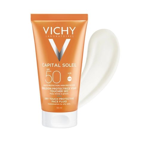 (Chai 50ml) Kem Chống Nắng Phổ Rộng Vichy Capital Soleil SPF50+ UVA/UVB Velvety Cream Protective Cream - Cho Da Khô Chính Hãng