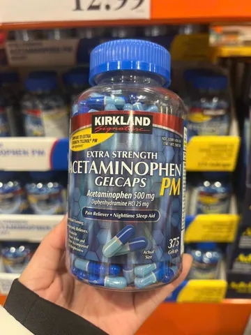 Kirkland Acetaminophen pm 375 Viên Hàng Mỹ Extra Strength Pain Reliever Fever Reducer Cho Người Lớn Giảm Đau Và Hạ Sốt Hiệu Quả