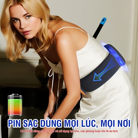 Đai Massage Bụng Rung Nóng Puli PL-518 Kết Hợp Túi Khí Thông Minh - Giảm Mỡ Bụng, Thư Giãn Tại Nhà, Pin Sạc Tiện Lợi