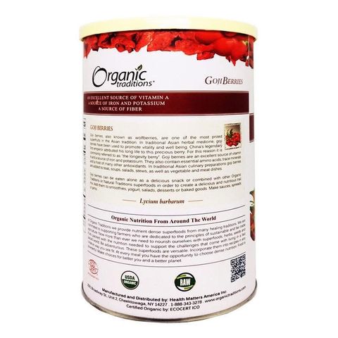 Kỷ Tử Đỏ Hữu Cơ Mỹ 454g - Kỷ Tử Organic Chất Lượng Cao, Không Chất Độc, Dùng Ngâm Rượu, Uống Trà, Dưỡng Nhan 651066