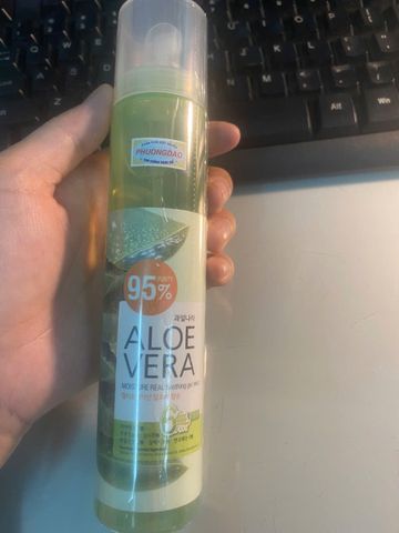 Xịt khoáng dưỡng ẩm da chiết xuất từ lô hội Hàn Quốc Welcos aloevera moisture real soothing gel mist 125ml