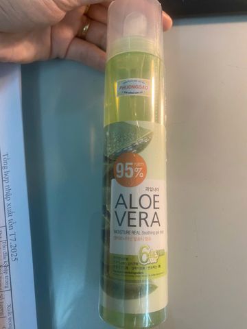 Xịt khoáng dưỡng ẩm da chiết xuất từ lô hội Hàn Quốc Welcos aloevera moisture real soothing gel mist 125ml