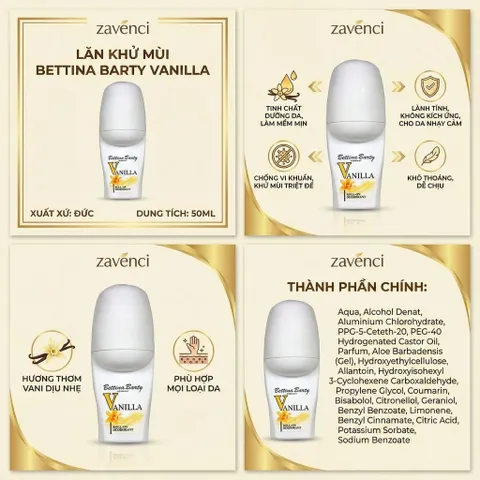 Lăn nách Vanilla-Bettina Barty 50ml - Đức