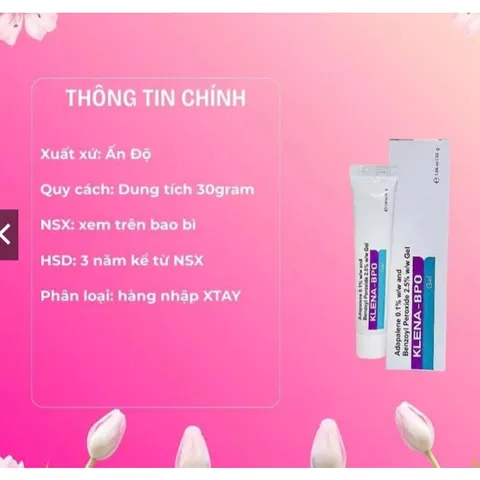 Klena BPO Adapa 0.1% and Benzoyl Peroxide 2.5% 30gram