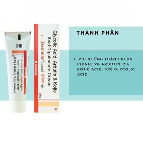 Kem Demelan 5% Arbutin 10% AHA Dưỡng Trắng Sáng Da, Giảm Mờ Thâm Nám dung tích 20gram