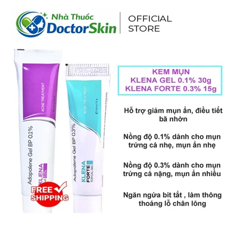 Kem mụn Klena Forte 0.1% 0.3% Hỗ Trợ Giảm Mụn Trứng Cá và Mụn Ẩn Mờ Thâm Căng Bóng