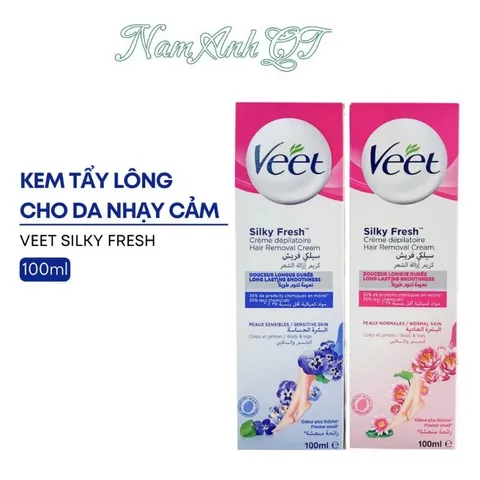 Kem Tẩy Lông Veet Silk & Fresh Nhẹ Dịu An Toàn Loại Bỏ Lông Mịn Màng Tức Thì