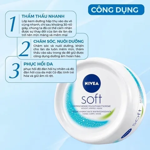 Kem Dưỡng Ẩm Nivea Soft  Dưỡng Ẩm Và Cải Thiện Tình Trạng Khô Da, Nứt Nẻ 200ml