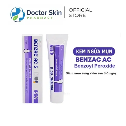 Kem Benzac AC 5% 2.5% Benzoyl peroxide 5% gel dung tích 30 gram