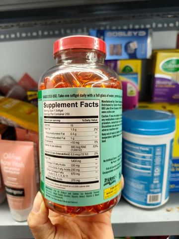 Dầu cá Alaska Kirkland Signature Wild Alaskan Fish Oil 1400mg 230 viên