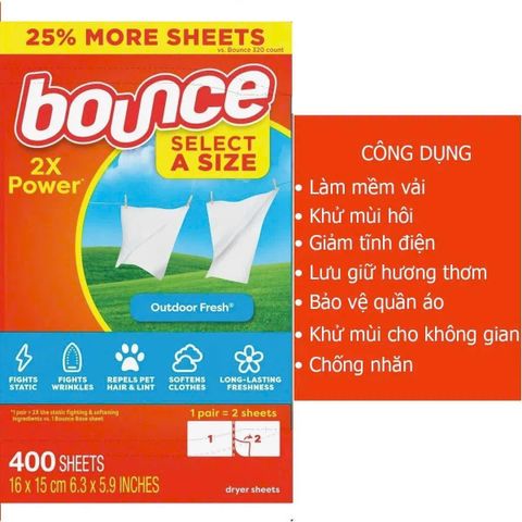Giấy thơm Bounce của Mỹ 400 tờ - Khử mùi, lưu hương quần áo và đồ đạc, an toàn cho du lịch, chống ẩm và muỗi, sản phẩm chăm sóc nhà cửa.