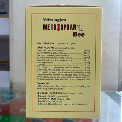 Viên ngậm Methorphan Bee - 100 viên - giảm ho, đau rát họng
