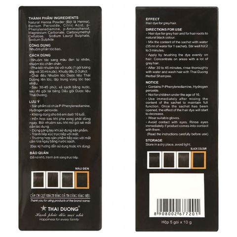[bán lẻ từng gói] Dạng GEL Nhuộm tóc phủ bạc dượcc liệuu Thái Dương - 10gram/gói