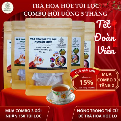 Combo 150 túi Lọc Trà Hoa Hòe Đặc Sản Thơm Vị Ngọt Dễ Uống Tiện Lợi - Deal Hời Uống 5 Tháng