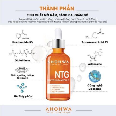 Tinh Chất Hỗ Trợ Giảm Nám, Dưỡng Trắng Ahohwa NTG Whitening Ampoule 50ml