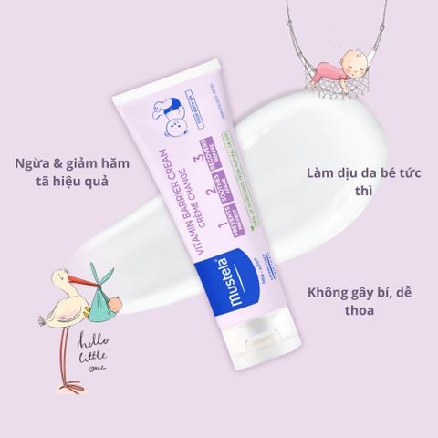 Kem Chống Hăm Tã Mustela - Kem Dưỡng Da Vitamin Barrier Cream 50ml Cho Trẻ Sơ Sinh, Ngăn Ngừa Và Phục Hồi Da Nhạy Cảm