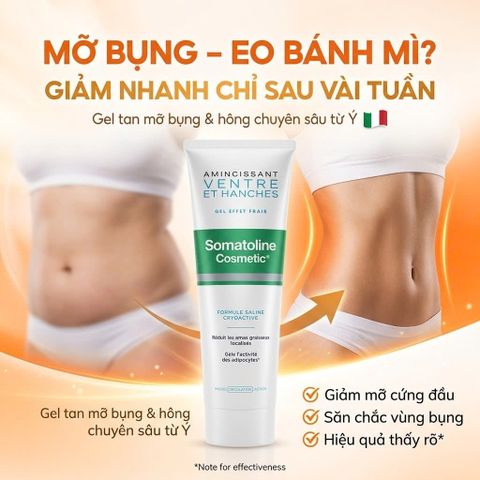 Kem Giảm Mỡ Bụng Và Hông Somatoline Cryogel 250ml - Hiệu Quả Giảm Cân, Da Săn Chắc Với Nguyên Liệu Tự Nhiên 95%