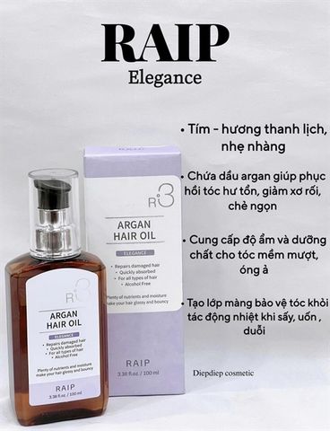 Tinh dầu dưỡng tóc Argan R3 Elegance (màu tím) – dưỡng tóc mềm mượt