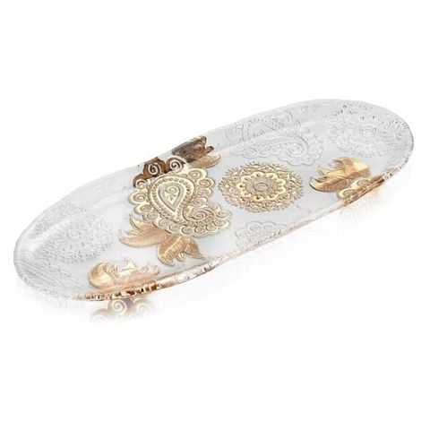 Khay Oval IVv Pashmina Clear Gold 43x17cm