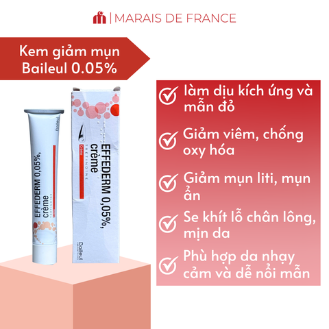 Kem Dưỡng Effederm 0.05 Bailleul Pháp Hỗ Trợ Tái Tạo, Làm Mịn Và Cải Thiện Cấu Trúc Da (30g)