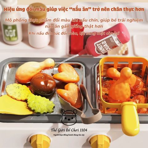 Đồ chơi quầy bán gà rán GuGu hiệu ứng hơi nước, đổi màu thức ăn, bé có trải nghiệm nấu ăn và bán hàng