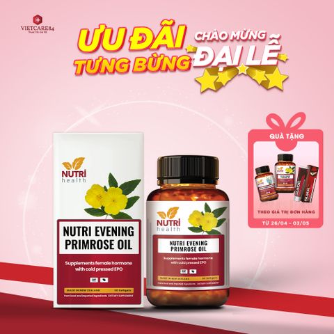 Viên Uống Bổ Sung Nội Tiết Nutri Evening Primrose Oil 60 Viên - Hỗ Trợ Cân Bằng Nội Tiết Tố Nữ Từ Dầu Hoa Anh Thảo GLA Tự Nhiên
