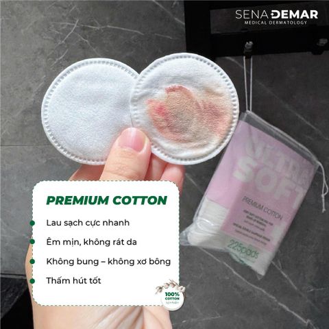 Bông tẩy trang 100% cotton tự nhiên mịn SENADEMAR 225 miếng/túi