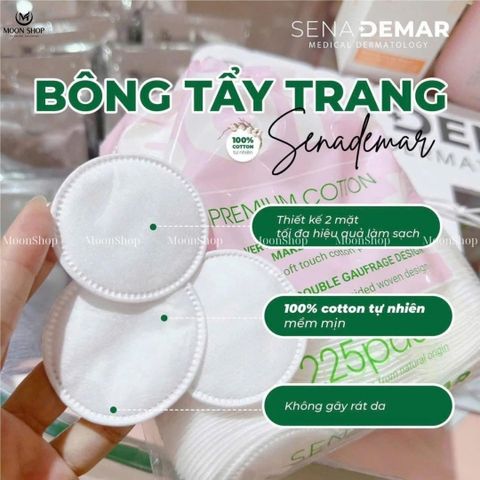 Bông tẩy trang 100% cotton tự nhiên mịn SENADEMAR 225 miếng/túi