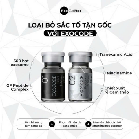 Exocode Radiance – R tinh chất cấy làm sáng da và giảm nám 1 hộp 3 cặp.