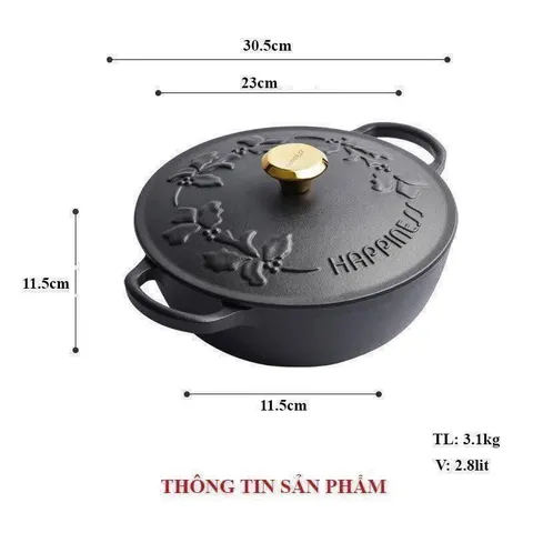 NỒI - CHẢO GANG HAPPINESS 23CM DÂY HOA - PHIÊN BẢN LIMITED