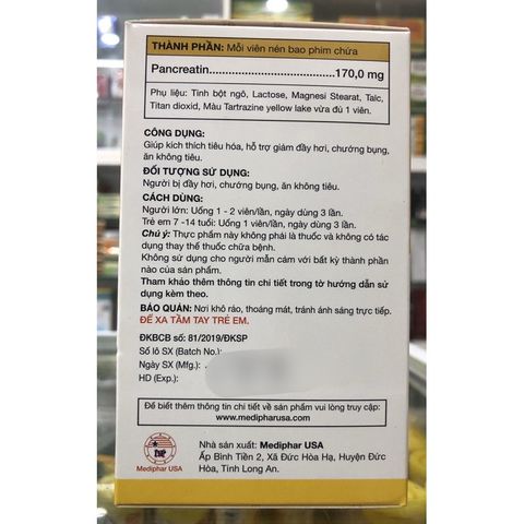 Pancretin - dùng khi bị đầy hơi, chướng bụng, ăn không tiêu