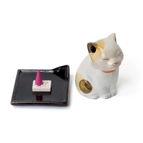 Lư hương gốm hình mèo Nhật Bản – Incense Holder decor bàn trà, phòng ngủ