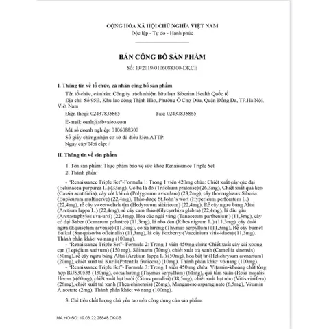 Siberian Health Renaissance - Bộ 3 Thải Độc Thanh Lọc Cơ Thể