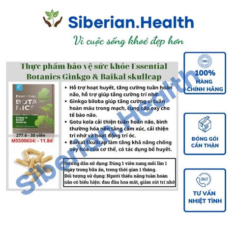 [ Hỗ trợ trí nhớ] Thực phẩm bảo vệ sức khỏe Essential Botanics Ginkgo & Baikal skullcap – 30 viên - Date T8/2023