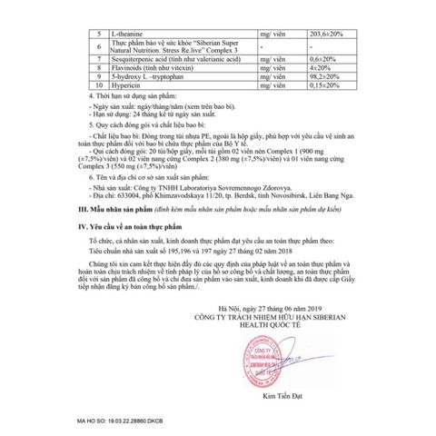 [ Siêu não Stress relive - Siberian ] Thực phẩm bảo vệ sức khỏe Siberian Super Natural Nutrition. Stress Re.live