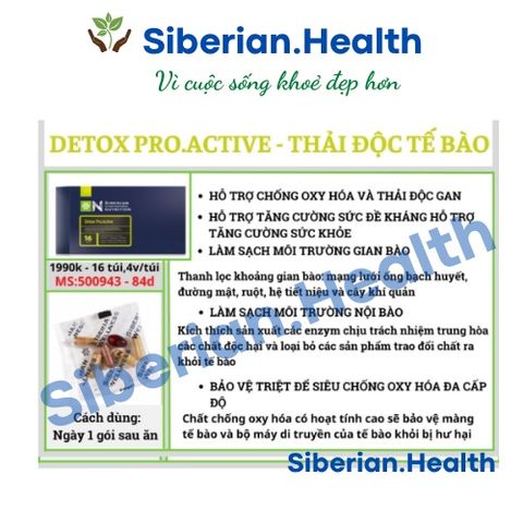 [ Date 2026 Siêu giải độc ] Siberian Super Natural Nutrition. Detox Pro.Active  giúp chống oxy hóa, giải độc gan 16 gói