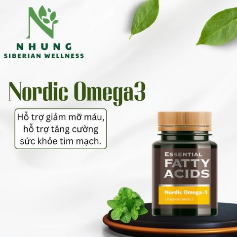 Thực phẩm Siberian Wellness Nordic Omega-3, thực phẩm bổ sung omega-3 cho sức khỏe, chai 60 viên.