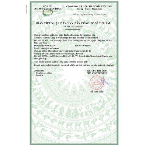 Thực Phẩm Siberian Wellness Synchrovitals II, Hỗ trợ hoạt động của não bộ, Chai 60 viên