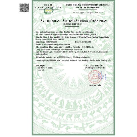 Thực phẩm Siberian Wellness Formuls 4 N.V.M.N, Giải pháp bổ sung vitamin và khoáng chất, nâng cao sức khỏe