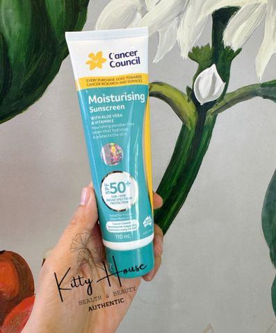 [Nhập khẩu chính ngạch] Kem Chống Nắng Dưỡng Ẩm Cancer Council Moisturising Suncreen Spf50+ tuýp 110ml